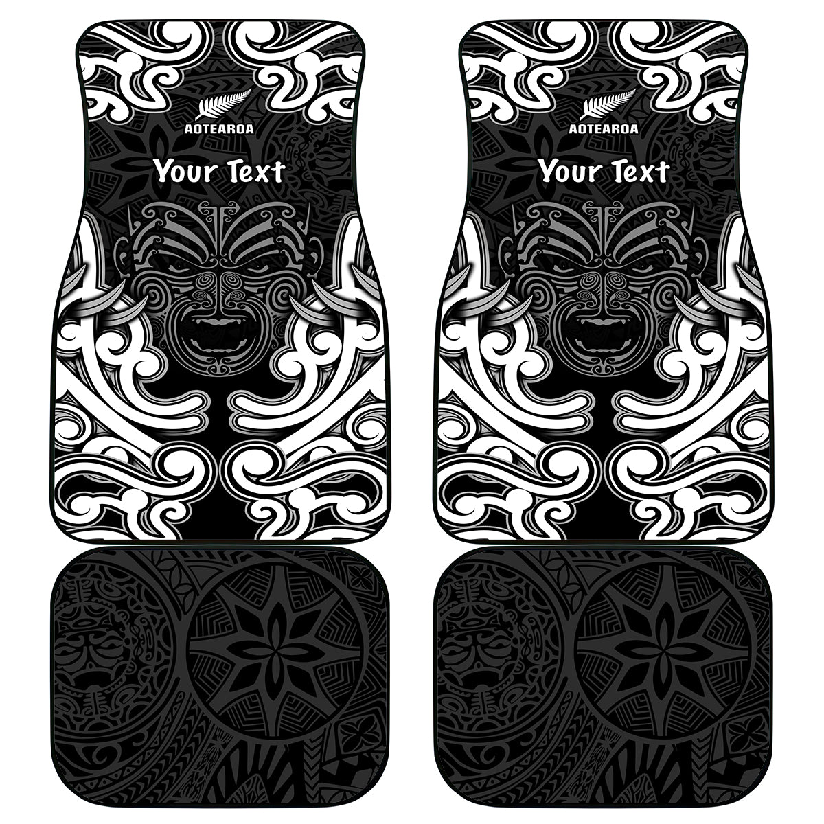 Personalised Aotearoa Car Mats Toitu Te Tiriti O Waitangi LT05 Black - Polynesian Pride