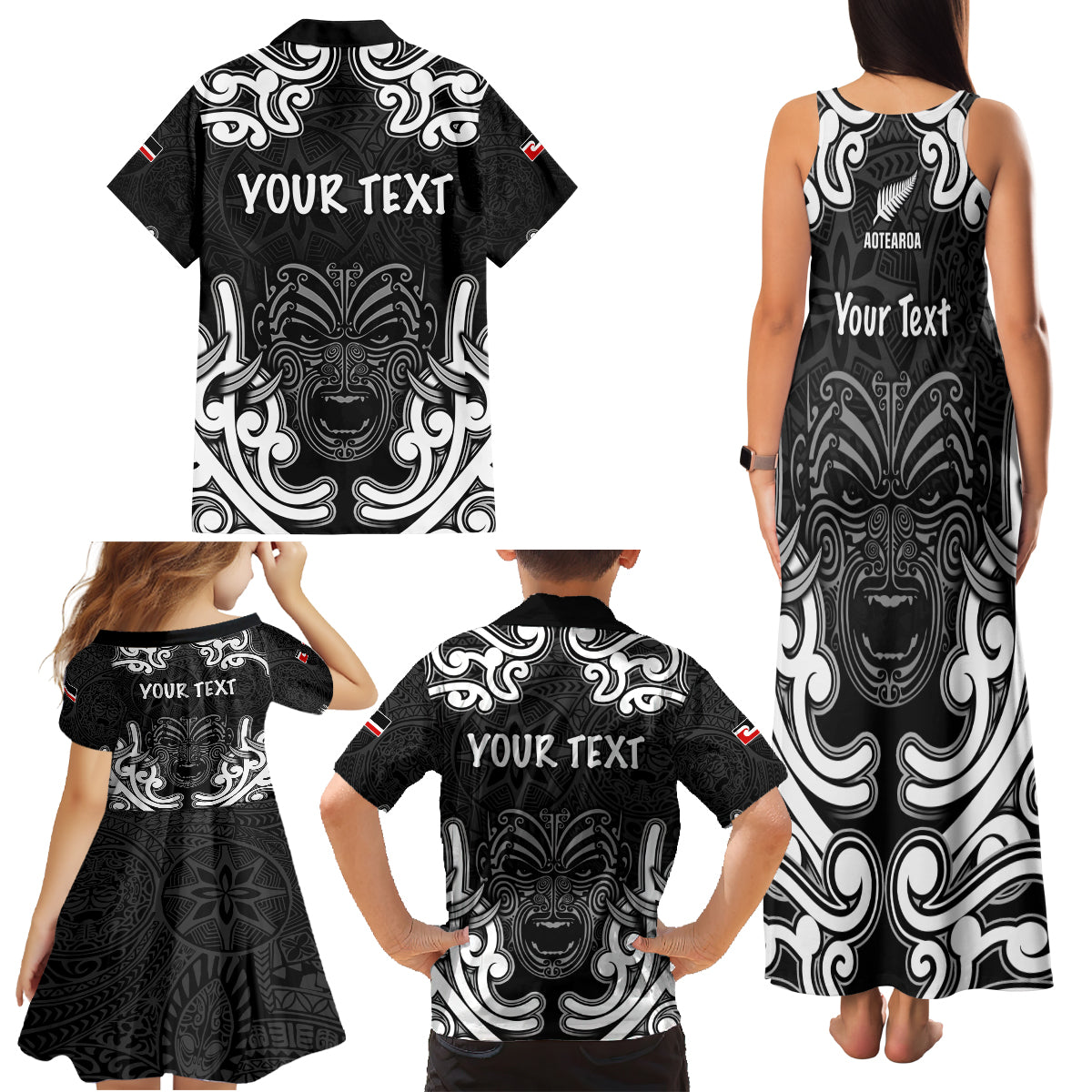 Personalised Aotearoa Family Matching Tank Maxi Dress and Hawaiian Shirt Toitu Te Tiriti O Waitangi LT05 - Polynesian Pride