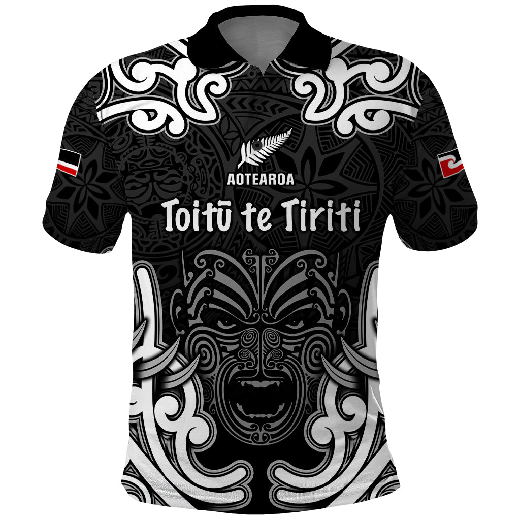 Personalised Aotearoa Polo Shirt Toitu Te Tiriti O Waitangi LT05 Black - Polynesian Pride