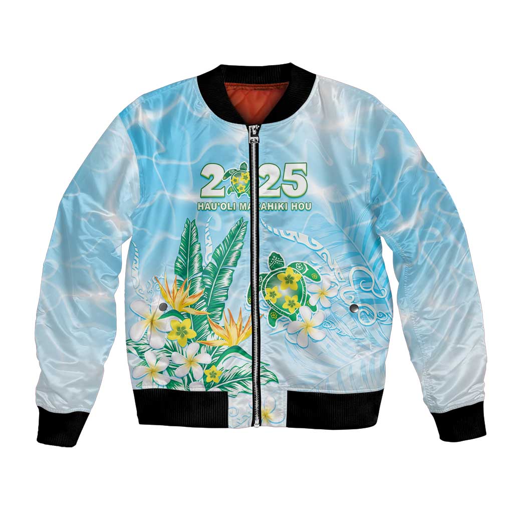 Personalised 2025 Aloha Hawaii Bomber Jacket Tropical Flowers And Honu