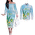 Personalised 2025 Aloha Hawaii Couples Matching Off The Shoulder Long Sleeve Dress and Long Sleeve Button Shirt Tropical Flowers And Honu