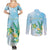 Personalised 2025 Aloha Hawaii Couples Matching Summer Maxi Dress and Long Sleeve Button Shirt Tropical Flowers And Honu