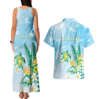 Personalised 2025 Aloha Hawaii Couples Matching Tank Maxi Dress and Hawaiian Shirt Tropical Flowers And Honu