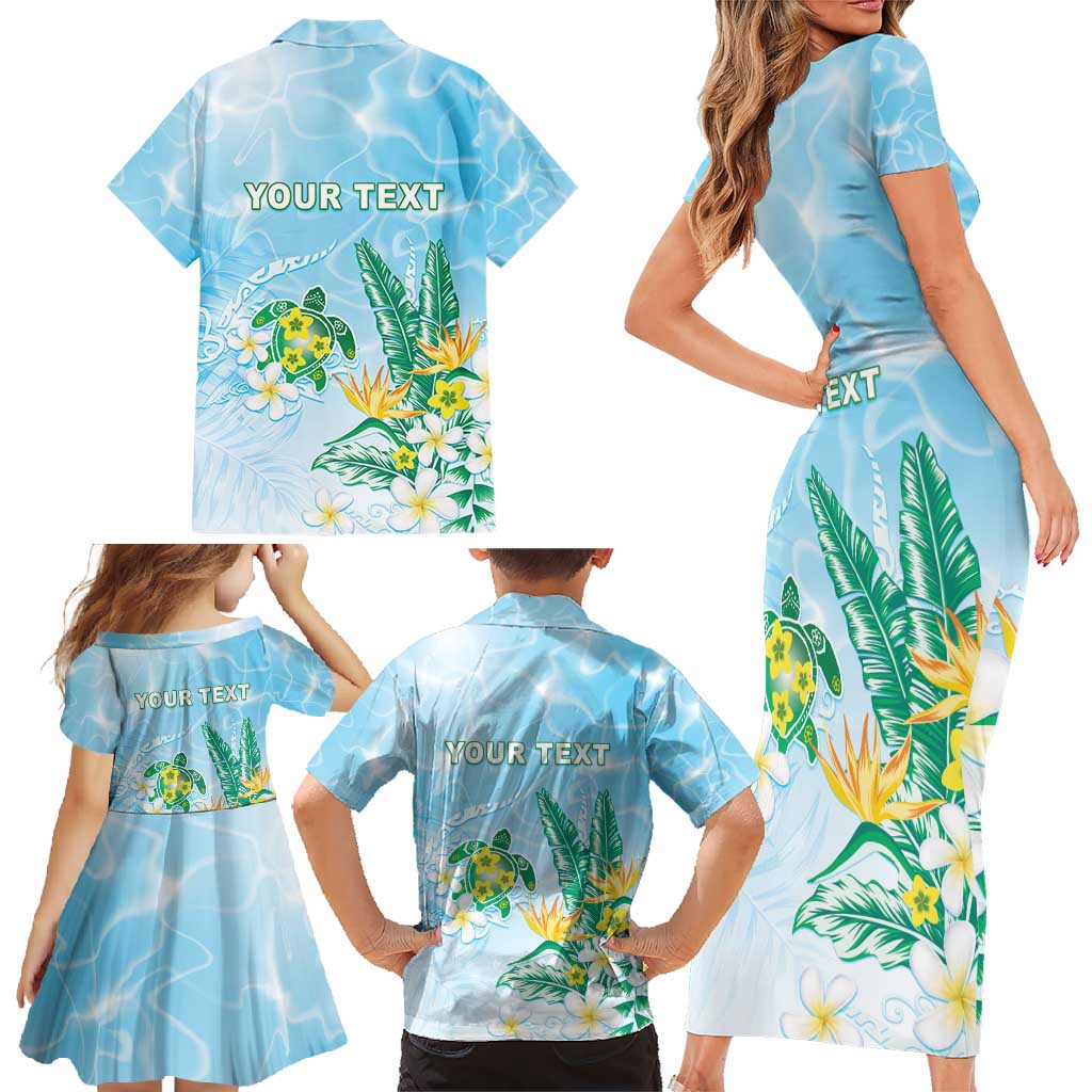 Personalised 2025 Aloha Hawaii Family Matching Short Sleeve Bodycon Dress and Hawaiian Shirt Tropical Flowers And Honu