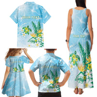 Personalised 2025 Aloha Hawaii Family Matching Tank Maxi Dress and Hawaiian Shirt Tropical Flowers And Honu
