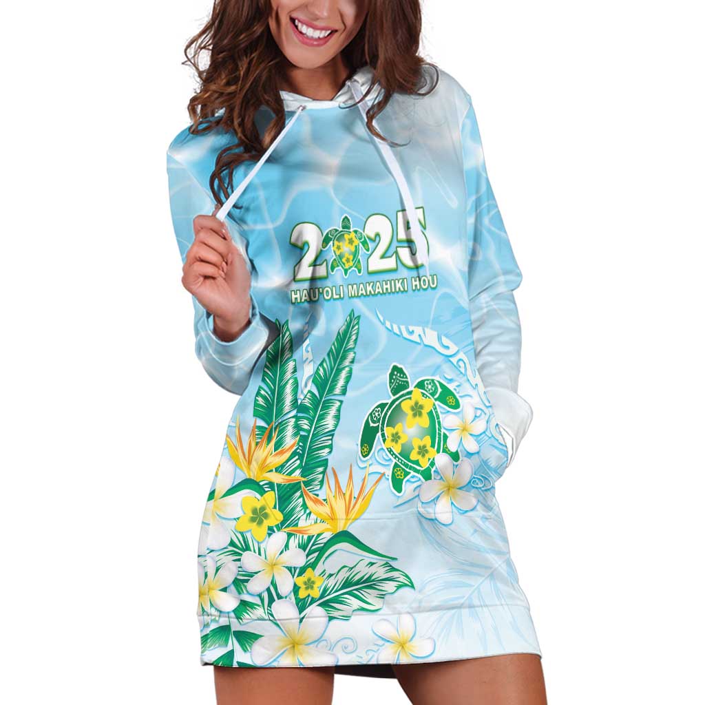 Personalised 2025 Aloha Hawaii Hoodie Dress Tropical Flowers And Honu