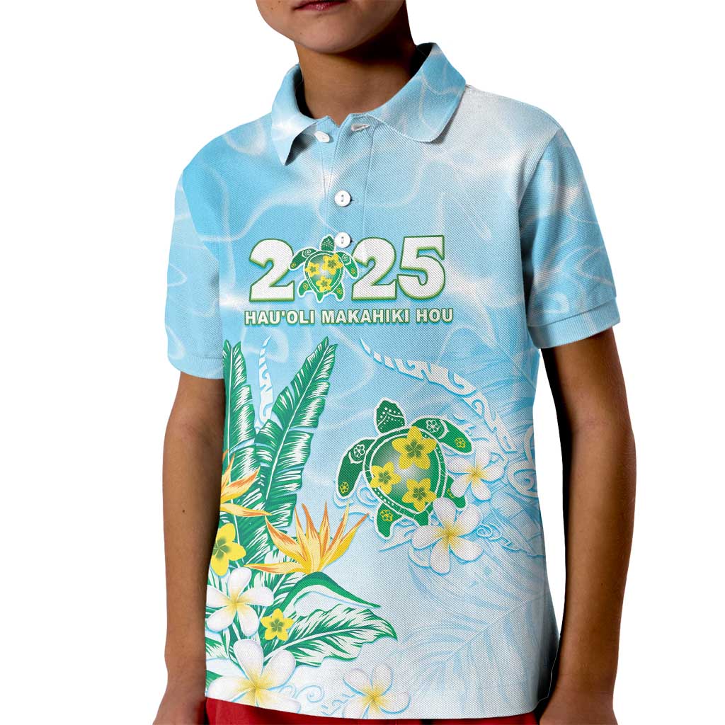 Personalised 2025 Aloha Hawaii Kid Polo Shirt Tropical Flowers And Honu