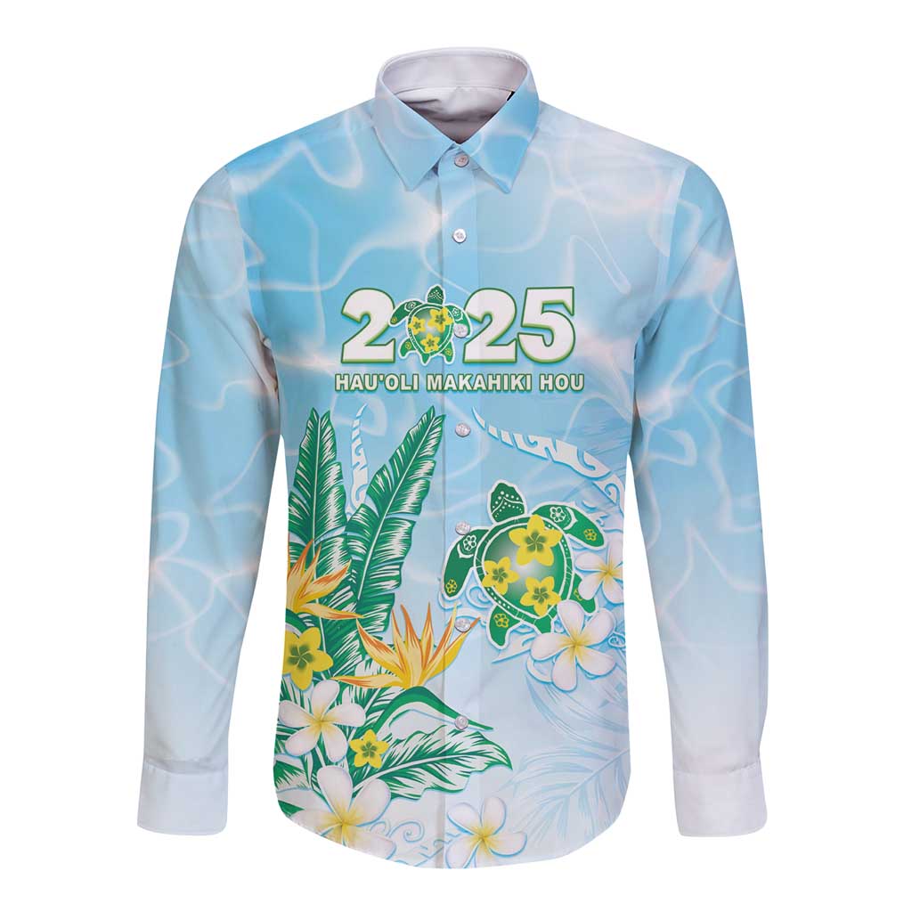 Personalised 2025 Aloha Hawaii Long Sleeve Button Shirt Tropical Flowers And Honu