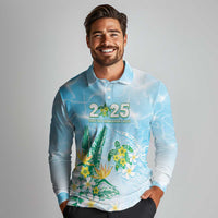 Personalised 2025 Aloha Hawaii Long Sleeve Polo Shirt Tropical Flowers And Honu