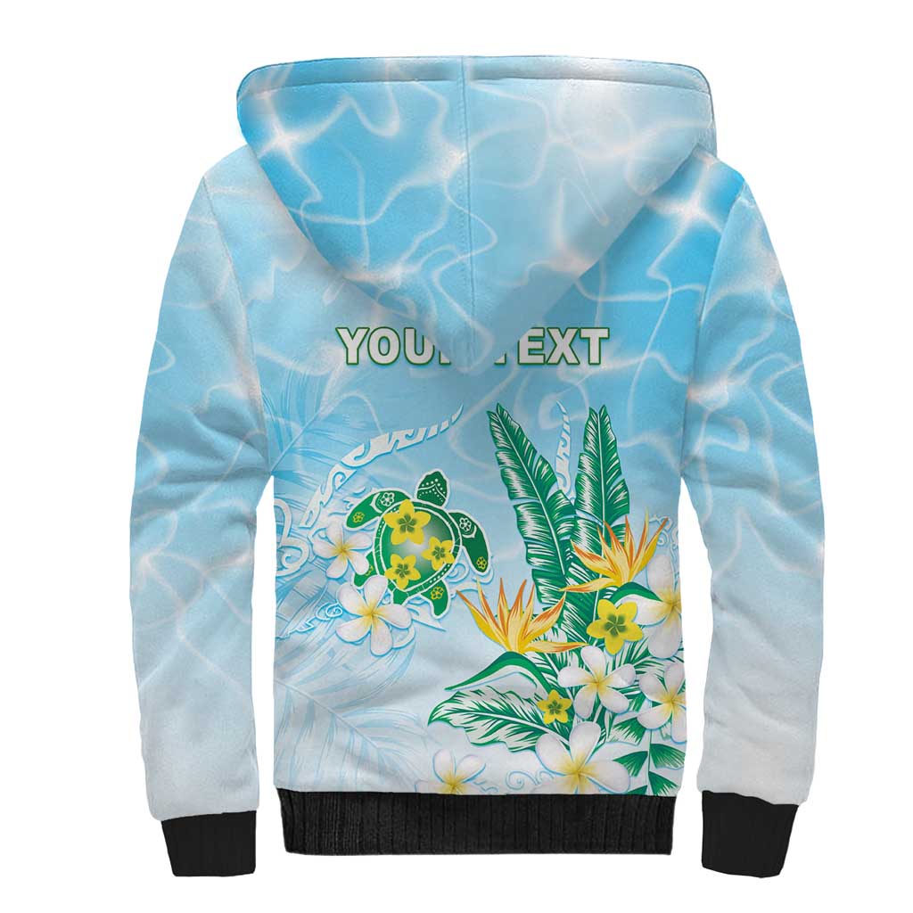 Personalised 2025 Aloha Hawaii Sherpa Hoodie Tropical Flowers And Honu