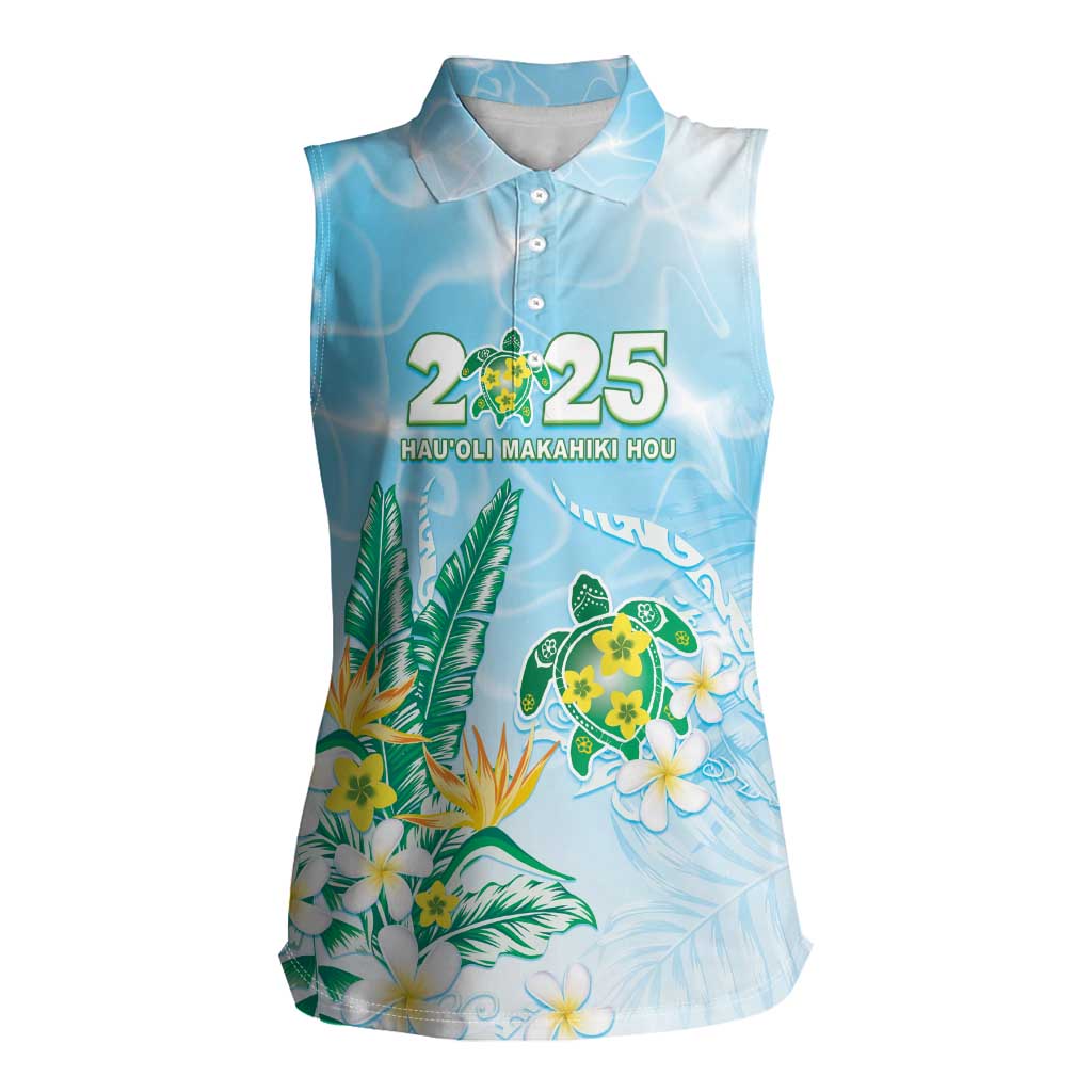 Personalised 2025 Aloha Hawaii Women Sleeveless Polo Shirt Tropical Flowers And Honu