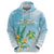 Personalised 2025 Aloha Hawaii Zip Hoodie Tropical Flowers And Honu