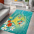 Hawaii Honu Area Rug Tropical Flowers Turquoise Gradient