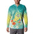 Hawaii Honu Button Sweatshirt Tropical Flowers Turquoise Gradient