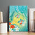 Hawaii Honu Canvas Wall Art Tropical Flowers Turquoise Gradient