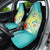 Hawaii Honu Car Seat Cover Tropical Flowers Turquoise Gradient