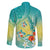 Hawaii Honu Family Matching Mermaid Dress and Hawaiian Shirt Tropical Flowers Turquoise Gradient