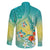 Hawaii Honu Family Matching Short Sleeve Bodycon Dress and Hawaiian Shirt Tropical Flowers Turquoise Gradient