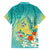 Hawaii Honu Hawaiian Shirt Tropical Flowers Turquoise Gradient