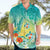 Hawaii Honu Hawaiian Shirt Tropical Flowers Turquoise Gradient