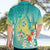 Hawaii Honu Hawaiian Shirt Tropical Flowers Turquoise Gradient