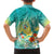 Hawaii Honu Hawaiian Shirt Tropical Flowers Turquoise Gradient