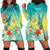 Hawaii Honu Hoodie Dress Tropical Flowers Turquoise Gradient