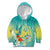 Hawaii Honu Kid Hoodie Tropical Flowers Turquoise Gradient