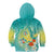 Hawaii Honu Kid Hoodie Tropical Flowers Turquoise Gradient