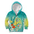 Hawaii Honu Kid Hoodie Tropical Flowers Turquoise Gradient