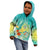 Hawaii Honu Kid Hoodie Tropical Flowers Turquoise Gradient