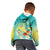 Hawaii Honu Kid Hoodie Tropical Flowers Turquoise Gradient