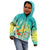 Hawaii Honu Kid Hoodie Tropical Flowers Turquoise Gradient