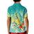 Hawaii Honu Kid Polo Shirt Tropical Flowers Turquoise Gradient