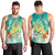 Hawaii Honu Men Tank Top Tropical Flowers Turquoise Gradient