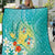 Hawaii Honu Quilt Tropical Flowers Turquoise Gradient