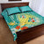 Hawaii Honu Quilt Bed Set Tropical Flowers Turquoise Gradient