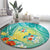 Hawaii Honu Round Carpet Tropical Flowers Turquoise Gradient