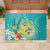 Hawaii Honu Rubber Doormat Tropical Flowers Turquoise Gradient