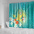 Hawaii Honu Shower Curtain Tropical Flowers Turquoise Gradient