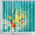 Hawaii Honu Shower Curtain Tropical Flowers Turquoise Gradient