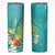 Hawaii Honu Skinny Tumbler Tropical Flowers Turquoise Gradient