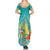 Hawaii Honu Summer Maxi Dress Tropical Flowers Turquoise Gradient