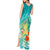 Hawaii Honu Tank Maxi Dress Tropical Flowers Turquoise Gradient