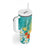 Hawaii Honu Tumbler With Handle Tropical Flowers Turquoise Gradient