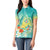 Hawaii Honu Women Polo Shirt Tropical Flowers Turquoise Gradient