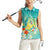 Hawaii Honu Women Sleeveless Polo Shirt Tropical Flowers Turquoise Gradient