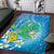 Hawaii Honu Area Rug Tropical Flowers Blue Gradient