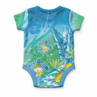 Hawaii Honu Baby Onesie Tropical Flowers Blue Gradient LT05 - Polynesian Pride