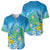 Hawaii Honu Baseball Jersey Tropical Flowers Blue Gradient